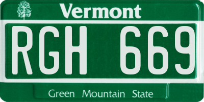 VT license plate RGH669