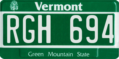 VT license plate RGH694