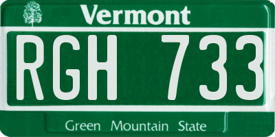 VT license plate RGH733