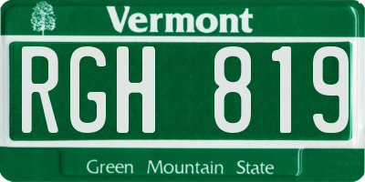 VT license plate RGH819