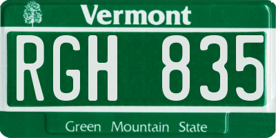 VT license plate RGH835