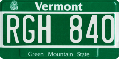 VT license plate RGH840
