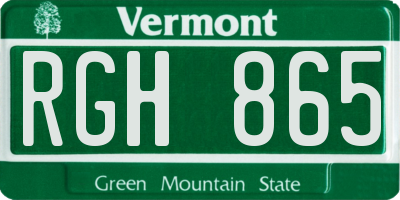 VT license plate RGH865