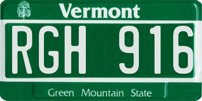 VT license plate RGH916