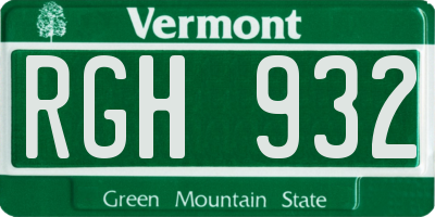 VT license plate RGH932