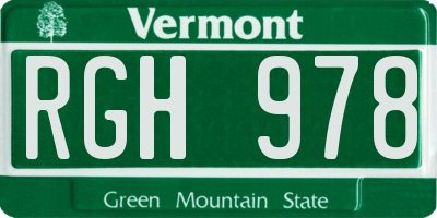 VT license plate RGH978