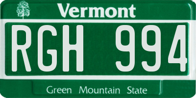 VT license plate RGH994