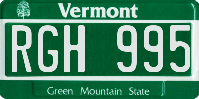 VT license plate RGH995