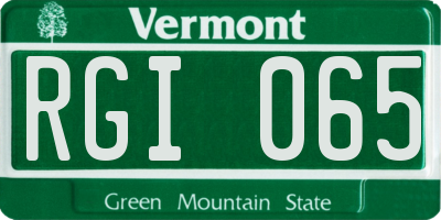 VT license plate RGI065