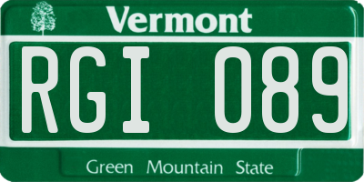 VT license plate RGI089