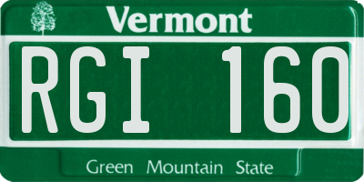 VT license plate RGI160