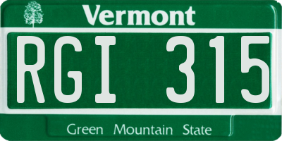 VT license plate RGI315