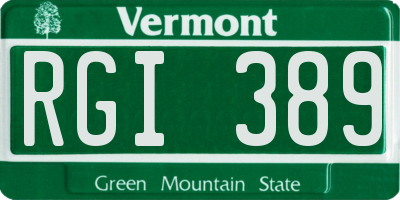 VT license plate RGI389