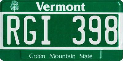 VT license plate RGI398