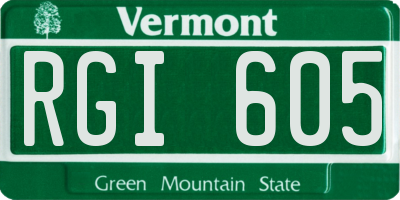 VT license plate RGI605