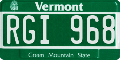 VT license plate RGI968