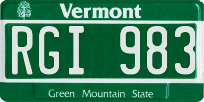 VT license plate RGI983