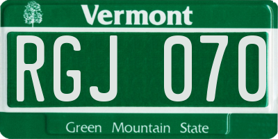 VT license plate RGJ070