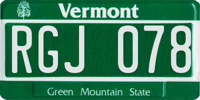 VT license plate RGJ078