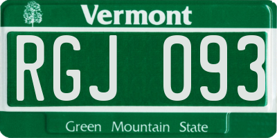 VT license plate RGJ093