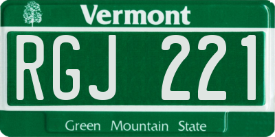 VT license plate RGJ221