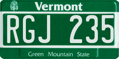 VT license plate RGJ235