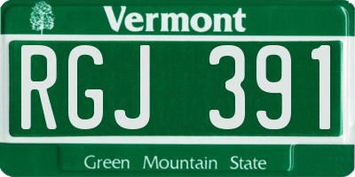 VT license plate RGJ391