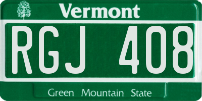 VT license plate RGJ408