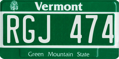VT license plate RGJ474