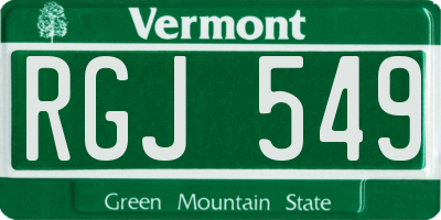 VT license plate RGJ549
