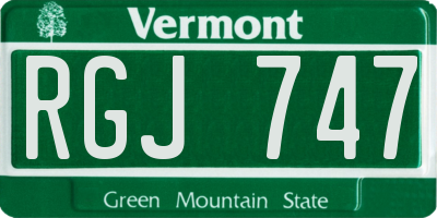 VT license plate RGJ747