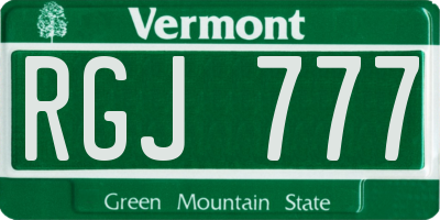 VT license plate RGJ777