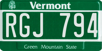 VT license plate RGJ794