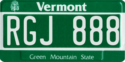 VT license plate RGJ888