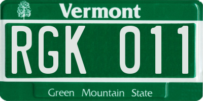 VT license plate RGK011