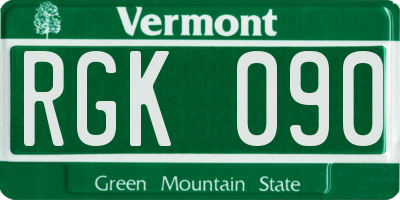 VT license plate RGK090