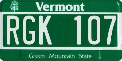VT license plate RGK107