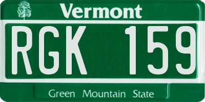 VT license plate RGK159