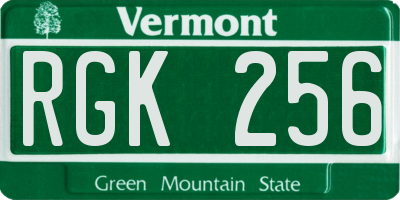 VT license plate RGK256