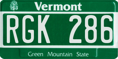 VT license plate RGK286
