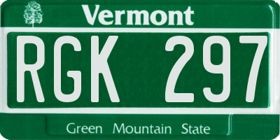 VT license plate RGK297