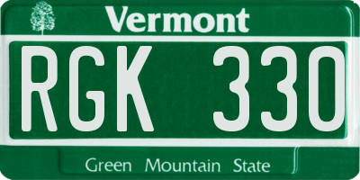 VT license plate RGK330