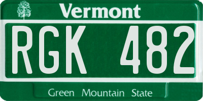VT license plate RGK482