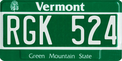 VT license plate RGK524