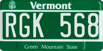 VT license plate RGK568