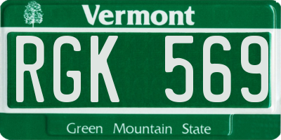 VT license plate RGK569