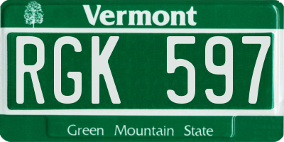 VT license plate RGK597