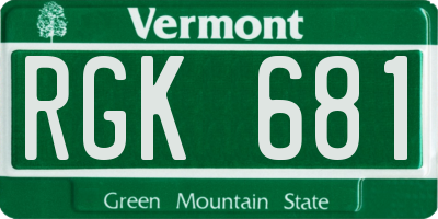 VT license plate RGK681