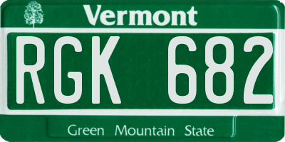 VT license plate RGK682