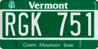 VT license plate RGK751